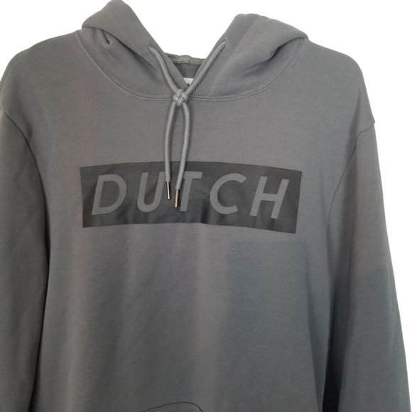 Dutch Brothers Mens M Gray Spell Out Long Sleeves Pullover Hoodie Sweatshirt - Picture 2 of 7